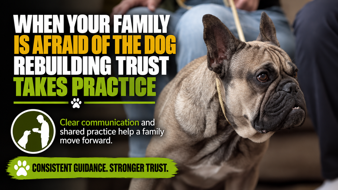 Jax at home beneath a headline about rebuilding family trust through practice.