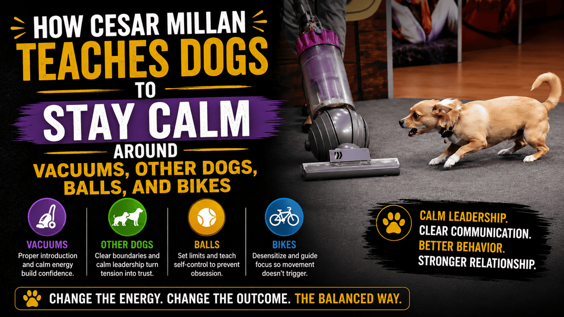 How Cesar Millan Teaches Dogs to Stay Calm Around Vacuums, Other Dogs, Balls, and Bikes - Better Dog Supplements