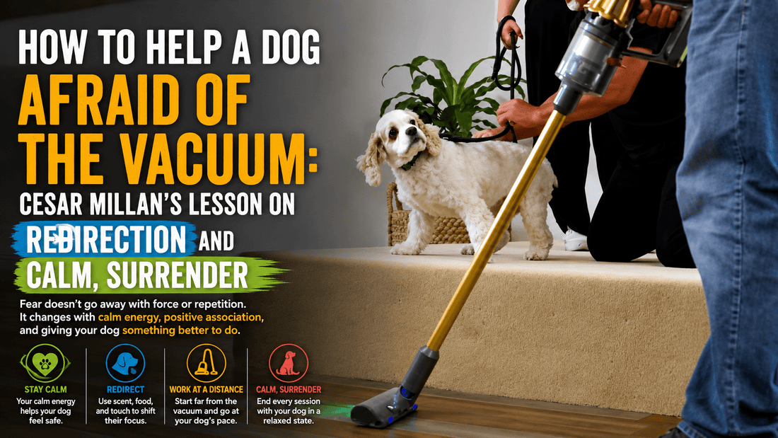 How to Help a Dog Afraid of the Vacuum: Cesar Millan’s Lesson on Redirection and Calm, Surrender - Better Dog Supplements